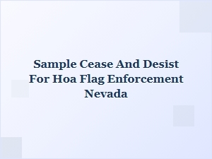 Sample Cease and Desist for Hoa Flag Enforcement in Nevada